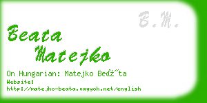 beata matejko business card